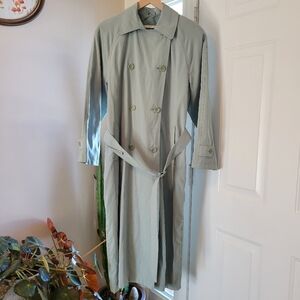 London Fog Mint Green Soft Longsleeve Belted Business‎ Trench Coat, Size 12P